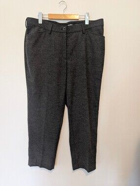 MICHELE Luxury Pants Virgin Wool Blend Charcoal Grey Trousers Corporate Chic 14